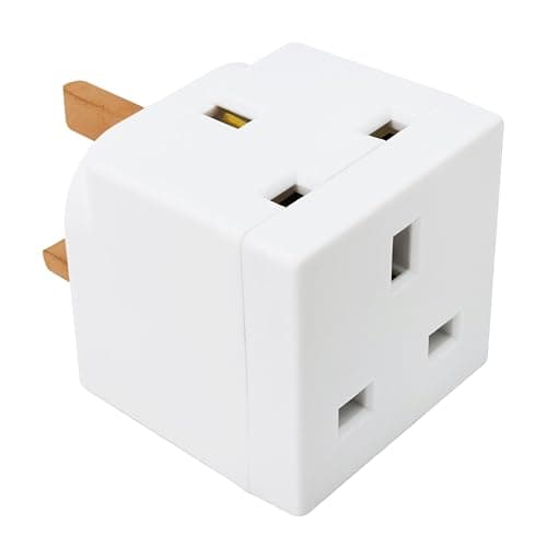 Double Dragon 13A 2-Way 3-Pin Multi Plug Adapter | Converts 1 Plug into 2 | Cube Wall Socket Splitter for Multiple Connections | Child Safety Shutters, Fire-Retardant PP | UKCA & CE Certified