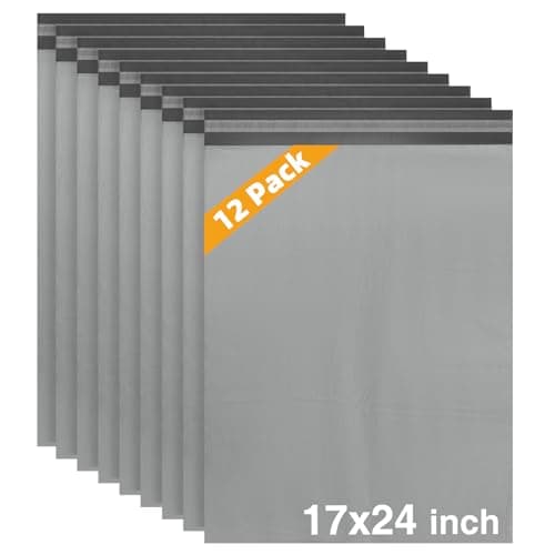 WISYOK 17"×24" Parcel Bags, 12 Pack, 65 Microns Heavy-Duty, Grey