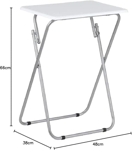 Unibos | Side Table, Folding Tables, TV Tray Table for Eating, Small Sofa End Laptop Drinks Coffee Snacks Portable Lightweight Tables for Small Space, Living Room, Industrial, Metal Frame — view 3
