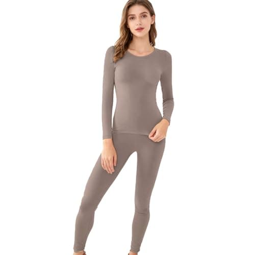 Thermal Underwear for Women Soft Elastic Warm Base Layer Clothing Gray