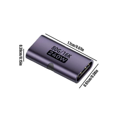 USB C Female To Female - 240w Converter Coupler, USB C Adapter, Connecter Extender For Home Conference Travel Desktop Computer Laptop Workplace Presentation — view 2