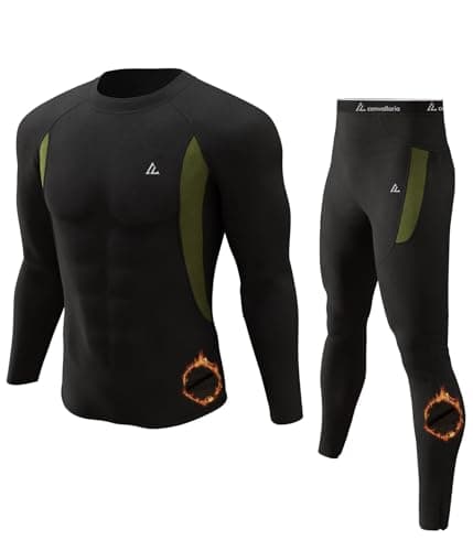 Men's Thermal Underwear Base Layer Long Johns For Sport Black Midweight L