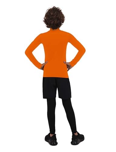 TCA Men's SuperThermal Compression Base Layer Football Running Top Long Sleeve Thermal - Mock Neck - Orange, XXL — view 6