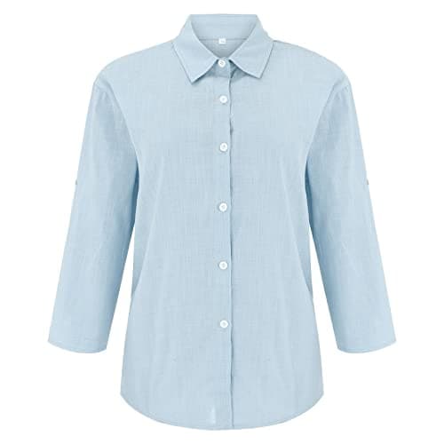 2026 New Womens T Shirt Flexible Sports Wear V Neck Long Sleeve Soft Fabric Soft Handle Spring Summer Solid for Beach Holiday City Break Everyday Styling Light Blue 3XL — view 3