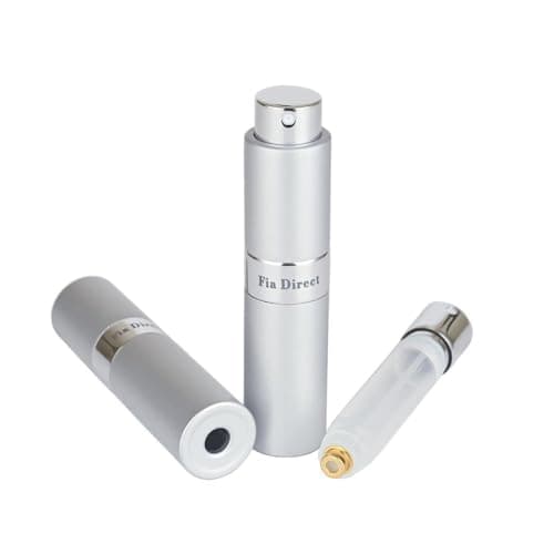Fia Direct 10ml Twist-Up Rotary Perfume Atomiser, Refillable & Travel Size Perfume Bottle, Leaking Proof,Bottom refillable, Luxurious Small Portable Mini Spray for women and men (Silver)