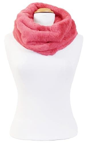 Lina & Lily Solid Colour Faux Fur Women's Infinity Scarf Winter Neck Warmer Snood (Coral) — view 4