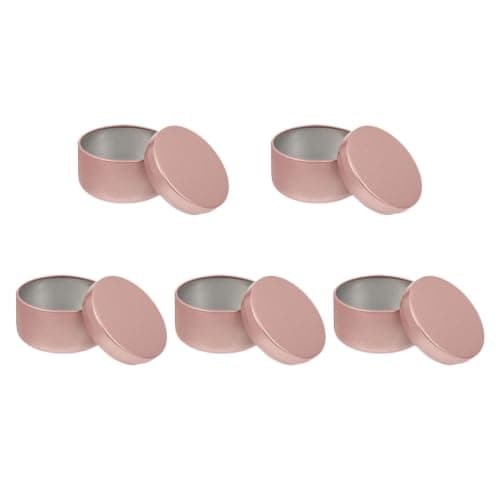 5 Pack round Aluminum Cream Jars 50ml Refillable Pink Containers