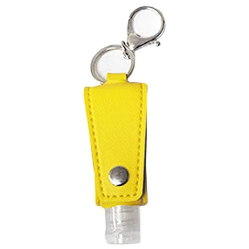 SAKEIOU Clear Empty Bottle Hand Sanitizer Container with Faux Leather Keychain Holder Refillable Bottle White — view 5