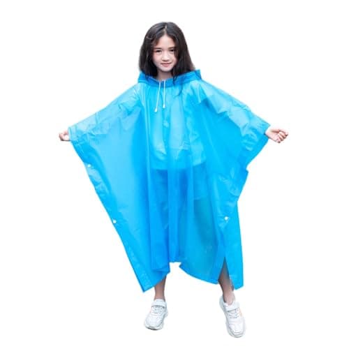 FveVqe Kids Poncho Waterproof, Rain Poncho Kids, Travel Raincoat, Lightweight Design, Adjustable Hood, Fits Backpacks, Ideal for Outdoor Activities, Rainy Days, and Water Adventures