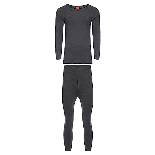 Heatwave® Men's Extreme Thermal Underwear Set, Long Sleeve Top & Long Johns, Winter Outdoor Ski Wear Thermals, XX Large Charcoal