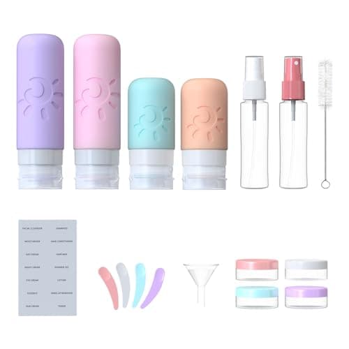 Zafit 18 Pack travel Bottles for Toiletries, TSA Approved Silicone Travel Containers Leak Proof Refillable Travel Accessories for Shampoo Conditioner Lotion Body Wash(Multicolored C) — view 2