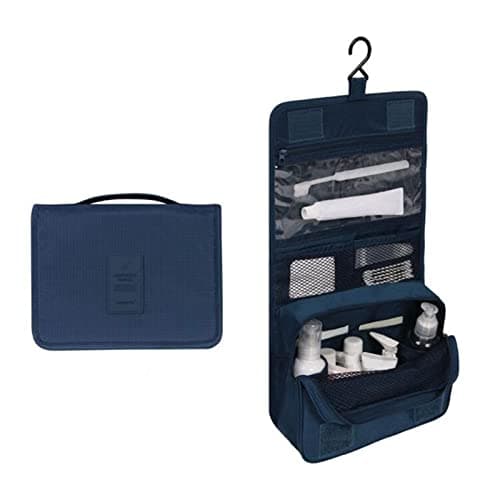 Travel Hanging Toiletry Wash Bag Makeup Cosmetic Organizer Hanging Toiletry Bags for Women, Waterproof Multifunctional Cosmetics Storage Bag for Girls Men(Dark Blue)