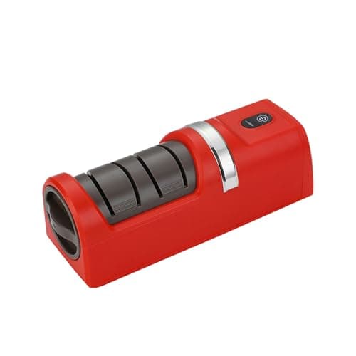 Aoresac Electric Knife Sharpener Vane/Wing Grinder USB Rechargeable for Kitchen Chef Home Outdoor Camping (Red)