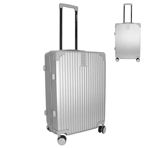 Bordlite 24 Inch Medium Suitcase (65x41x25cm) Lightweight ABS Hard Shell Checked Luggage – Durable Travel Case with 360 Spinner Wheels, Telescopic Handle & Combination Lock – Silver