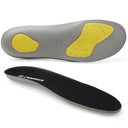 riemot Sports Insoles Men, Shock-Absorbing Shoe Inserts for Walking, Running, Work, Breathable Cushion Pads for Trainers Sneakers, All-Day Comfort Inner Soles, Black, UK 12
