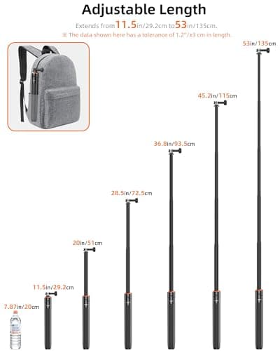 53"/135cm Selfie Stick Tripod, for DJI Osmo Pocket 4P/4/3/2, All GoPro — view 5