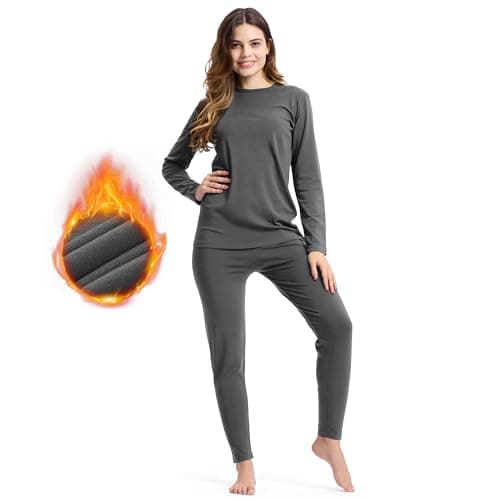 BAMBOO COOL Women's Plain Thermal Underwear, gray, M