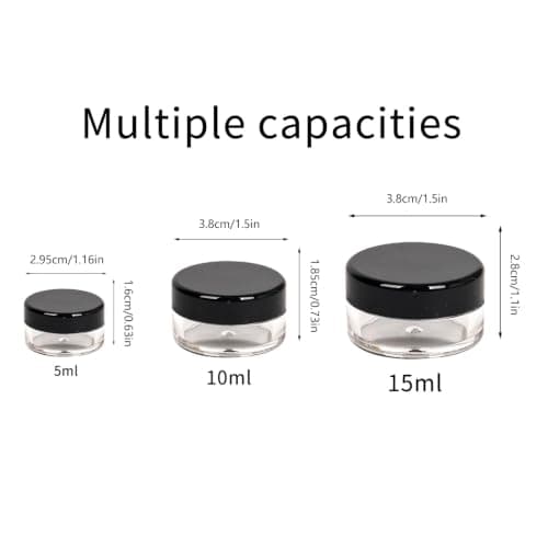 12 Pcs sample pots,5ml with lids cosmetic pot, mini cream empty containers,black small with makeup lip balm jars,for travel face cream, samples, cosmetics empty pot — view 2