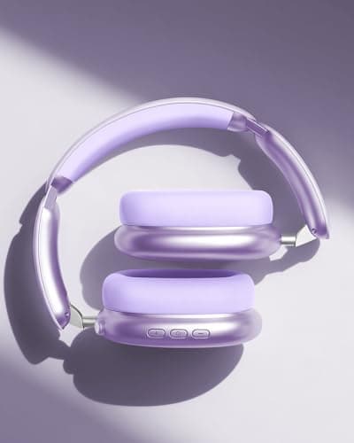 Wentronic Y02 Active Noise Cancelling Headphones,60H Battery,5 EQ Music Modes,Hi-Res Audio,Deep Bass,Foldable Wireless Over Ear Bluetooth 5.4 Headset,Breathable Leather Earpads (Purple) — view 3