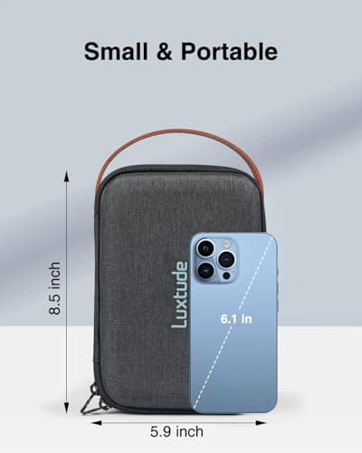 Luxtude Hard Cable Organiser Bag, Electronic Travel Case, Portable Tech Accessories Case for Charger/Mouse/Cash/Card/Apple Pen — view 4
