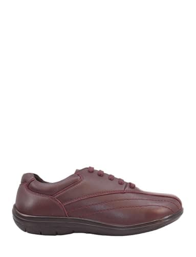 Amber Ladies Extra Wide EEE Fit Leather Lace Up Walking Shoes Burgundy — view 2