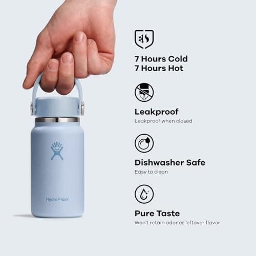 Hydro Flask Micro Bottle - Leak Proof Purse or Pocket Flask - Insulated Mini Water Bottle 6.7 Oz Linen Rose Gold — view 4