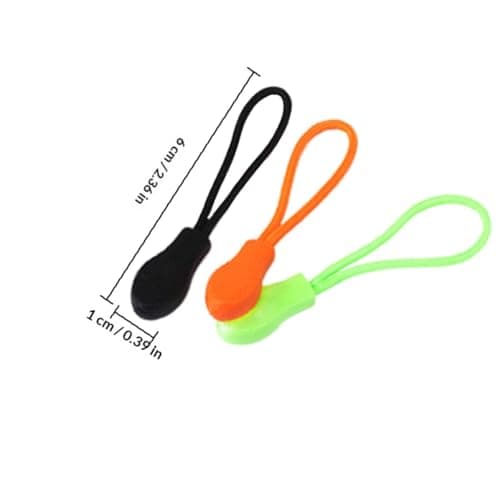 PRETYZOOM 15pcs Plastic Zipper Puller Kit with Black Green Orange Cord Pulls for Clothing and Suitcases, Sturdy Replacement Zipper Heads with Stay Cord for Easy Repair — view 2
