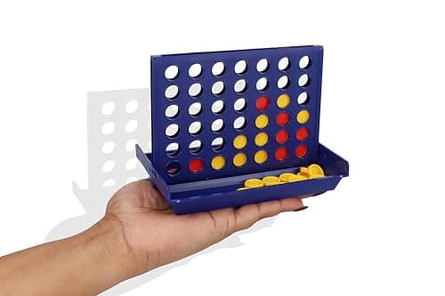 HENBRANDT 1 x Travel Size Four in a Row Line Connecting Game 13cm Mini Strategy Game 4-in-a-Line with 42 Discs Portable Family Fun Games Birthday Gift Stocking Fillers for Boys and Girls — view 3