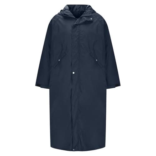 Packable Waterproof Jacket Mens Long Raincoats for Men Pack Away Hooded Rain Jackets Baggy Water Resistant Windbreaker Windproof Showerproof Coat with Hood Fishing Clothes Tall — view 5