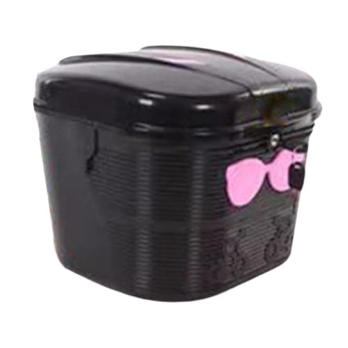 FytStycale Electric Bike Basket Front Mounted Storage Box Lock Design 20L Large Capacity with Lid Heavy Duty Basket for Biking, Black Pink — view 6