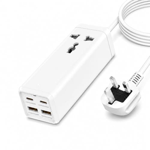 65W GaN Travel Power Strip with USB C, 2M Travel Extension Lead with USB Slots, Small Extension Lead & Power Extension, Surge Protector Plug for Home Office, Travel Essentials