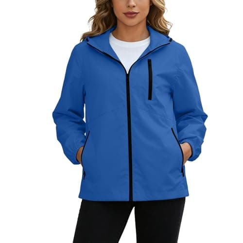 Ladies Water Repellent Windproof Coat Hooded Zip Up Long Sleeve Jacket — view 4