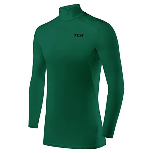 TCA Men's HyperFusion Compression Base Layer Top Long Sleeve Under Shirt - Mock Neck - Cadmium Green Mock, S — view 6