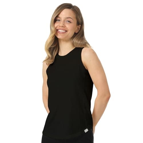 Merino.tech Women’s Merino Wool Tank Top - Active Lightweight Undershirt Moisture Wicking Breathable Base Layer (Small, Black Highneck)