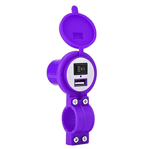 EMUKOEP High Quality Motorcycle USB Charging Socket with Waterproof Cap Universal Fit for 12-24V Electric Motorcycles (Purple)