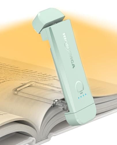 HIONXMGA USB Rechargeable Book Light,Reading Light Clip on Book,3 Colours & Stepless Dimming,Portable & Flexible,Reading Lamp for Books in Bed at Night,Perfect for Booklovers and Kids,Mint