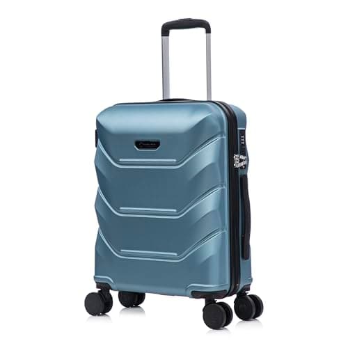 Rocklands® Cabin Suitcase 55x40x20cm Hard Shell TSA Lock, 4 Spinner Wheels, Lightweight Hand Luggage Small Travel Bag, Approved for 100+ Airlines Including Ryanair, EasyJet (Ice Blue, Cabin (20 Inch))