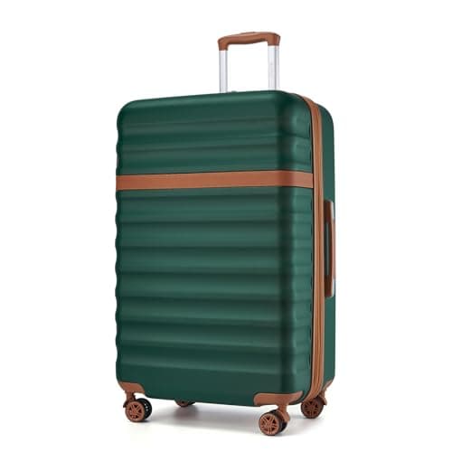 Kono 28 Inch Hard Shell Suitcase Large Expandable Luggage (Green/Brown)