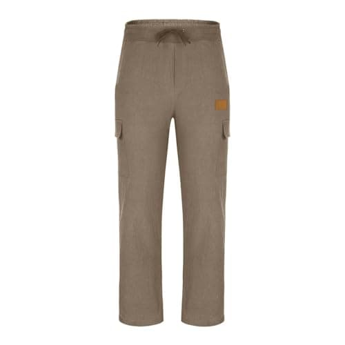 Men's Linen Trousers UK Cargo Combat Pants Casual Jogger Elastic Waist Drawstring Outdoor Trousers Loose Fit Plain Sweatpants Cotton Linen Pants with Multi Pockets Full Length Bottoms — view 4