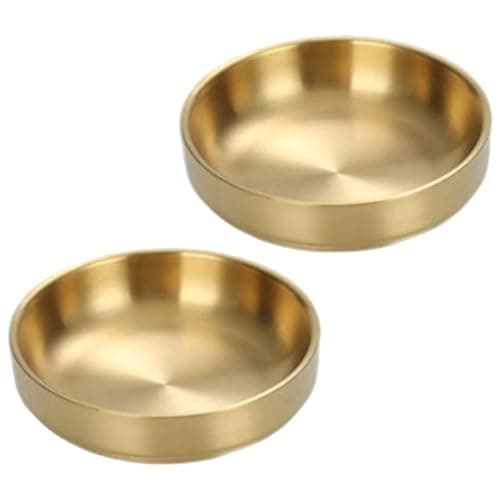 Dog Bowls, 2Pcs Gold Dog Bowls, 5.7 Inch Stainless Steel Pet, Pet Dish Set for Food, Basic