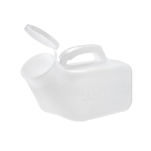1 x Easy Care Solutions | Male Urinal Bottle | 1000ml | White Secure Cap | Measuring Scale | Easy Grip Handle | Pack of 1, Opaque