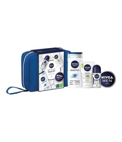 NIVEA MEN Set To Go Wash Kit Gift Set (5 Pieces), Men's Gift Set Includes Shower Gel, Face Wash, Anti-Perspirant Roll-On, Moisturising Cream and Hanging Wash Bag — view 3