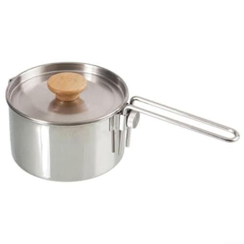 Camping Cookware Pot 1000ml Stainless Steel - Lightweight Hiking Gear with Foldable Handle - Travel Cooking Kit