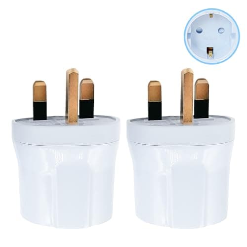Double Dragon EU to UK Plug Adapter | European 2-Pin to UK 3-Pin Travel Adapter | Schuko & Europlug from France, Germany, Spain, Italy to UK Socket | BS8546 Certified, 13A Fused – White (2 Pack)