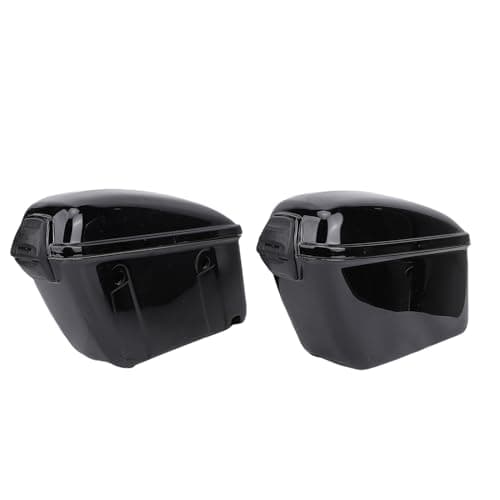 Motorcycle Hard Saddle Bags Glossy Black Secure Storage for Universal Fit for Cruiser, 22L ABS Material — view 2