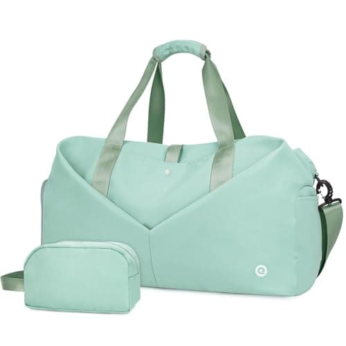Ceneda Large Gym Bag with Toiletry Bag, Water Resistant Sport Duffel Bag with Shoes Compartment & Wet Pocket, Portable Lightweight Travel Bag, Overnight Weekender Bag Yoga Bag, Mint Green