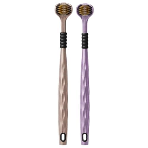 Three Sided Toothbrush | Efficient 3 Sided Toothbrush 360 Degree,Travel-Friendly Bristle Daily Cleaning Brushing Tool for Kids Toddler Adult at Home Bathroom