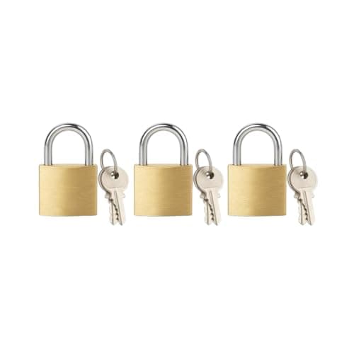 1Above 3 Pack Mini Brass Padlocks with Keys (20mm) – Durable Small Padlocks for Luggage, Travel Bags, Backpacks & Lockers – Each Padlock Includes 2 Keys
