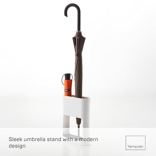 YAMAZAKI OVAL Umbrella Stand, ABS - 4 full-size & folding umbrellas, compact entryway with drip tray, stylish and practical - 7,6 x 20,8 x 28 cm, japanese design, white — view 4