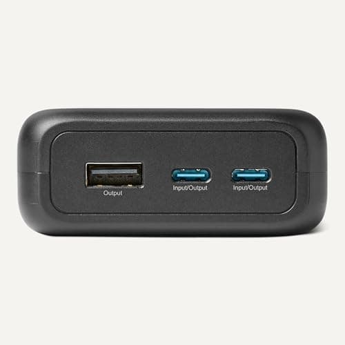 Amazon Basics High-Capacity Portable Charger Power Bank with 3-Port Output, 20,000 mAh, Black — view 4